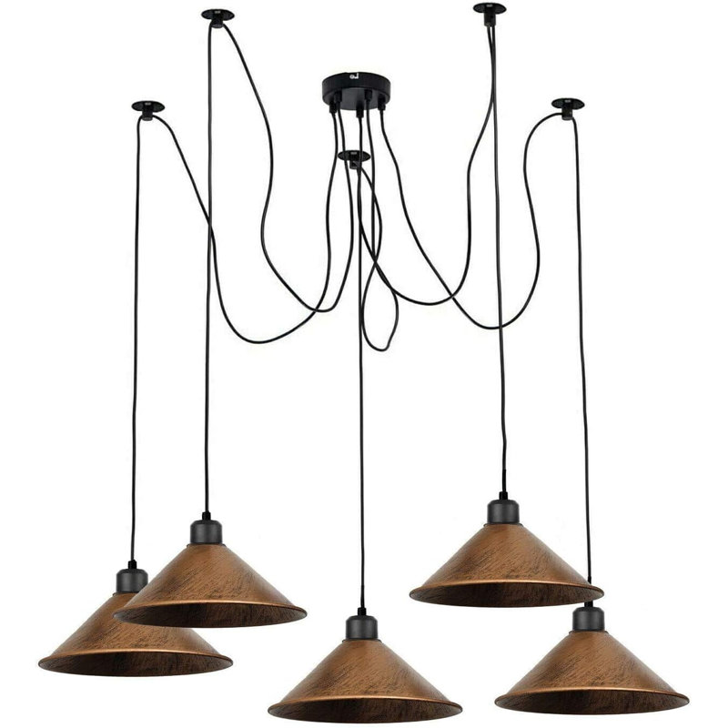 5 - Light Brushed Copper Cone Pendant, No