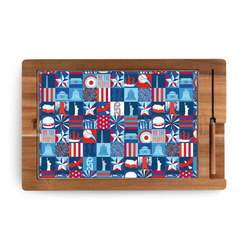 Planche à fromage en verre trempé et bois d'acacia America250 Ventana