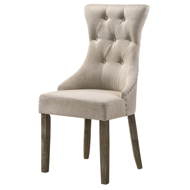 De 2 chaises de salle à manger beige et gris récupéré - dossier, siège, pieds latéraux rustiques Flair 2 pièces, pieds, moderne