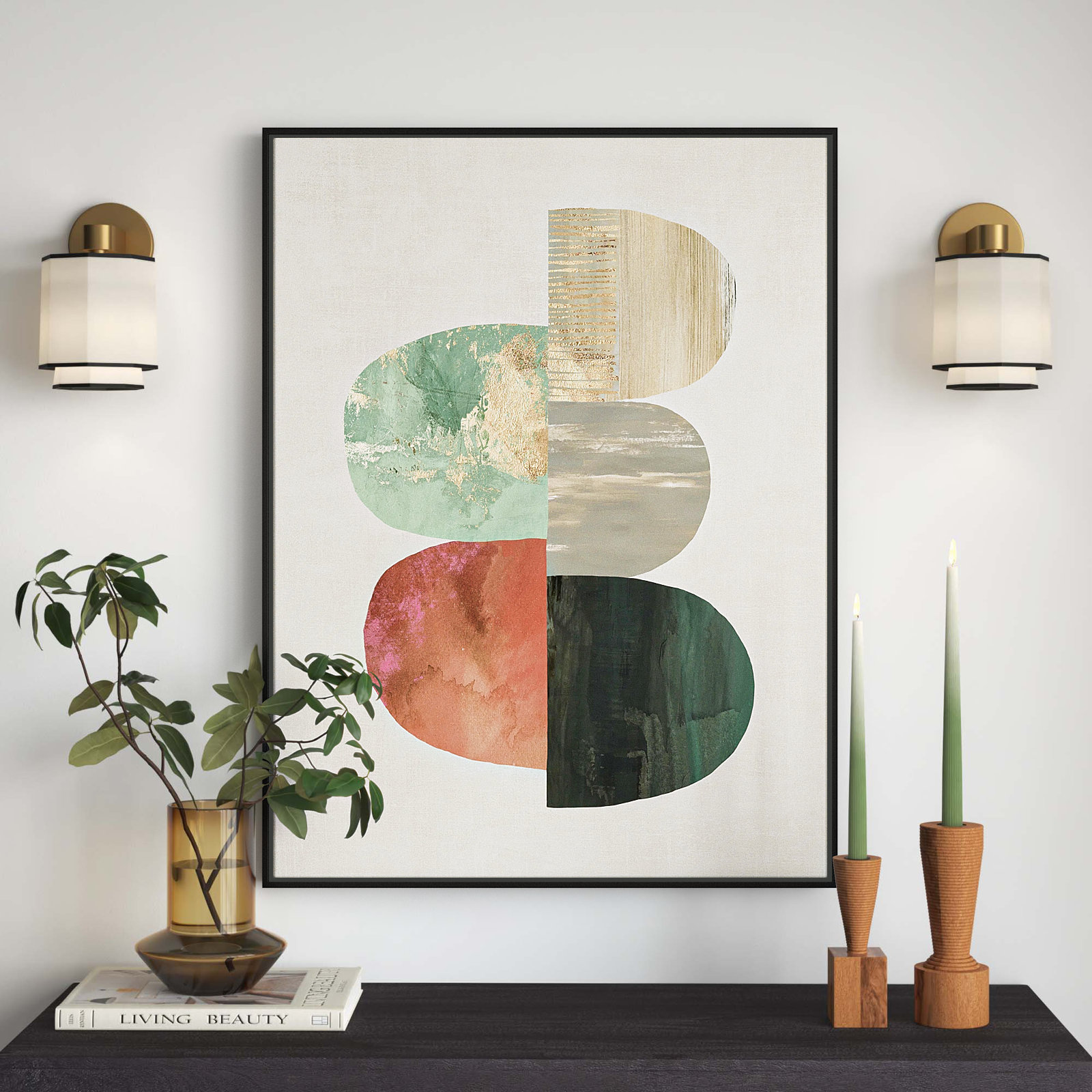 Evolving Energy I - Painting Print, Picture Framed Canvas, 41.5" H x 31.5" W, Black
