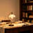 17'' Retro Metal Desk Lamp Table Lamps with Flower Glass Shade