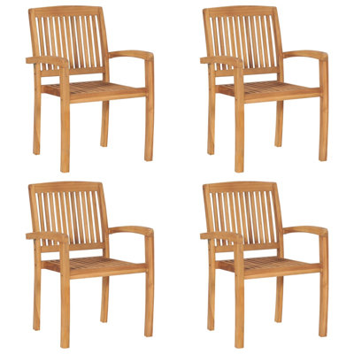 4 chaises de patio empilables avec coussins vidaXL