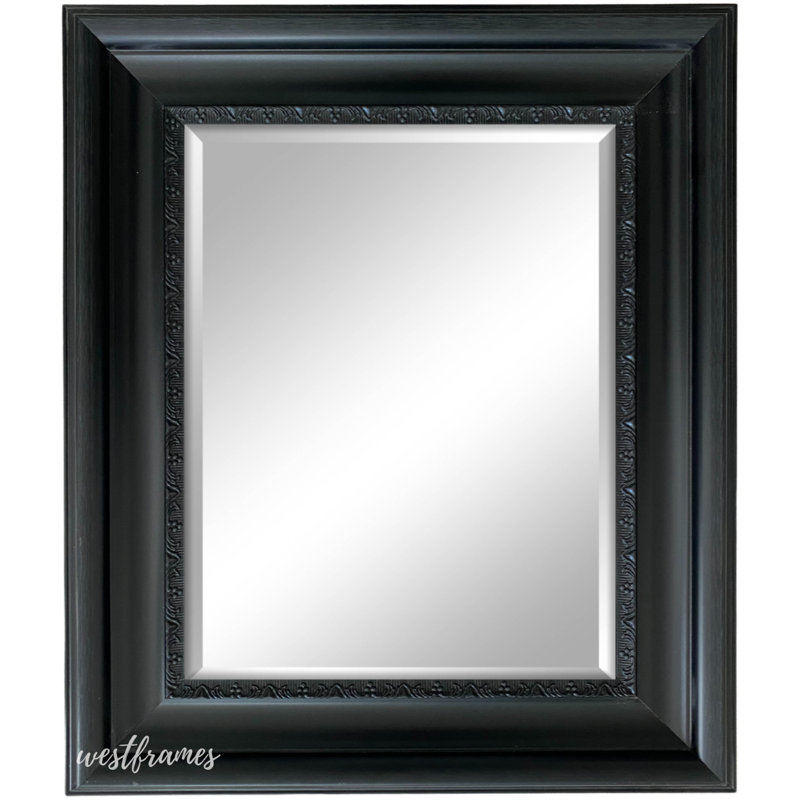 Stella Modern Vintage Ornate Framed Wall Mirror, Black, 35.5" x 25.5"