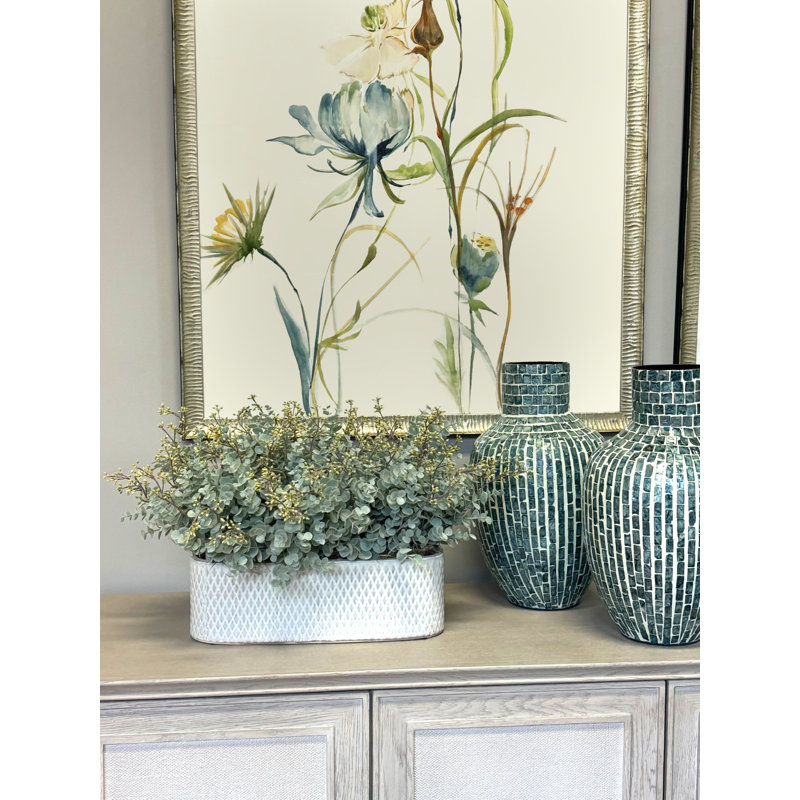 Everlasting Eucalyptus Floral Arrangements in Ceramic Pot