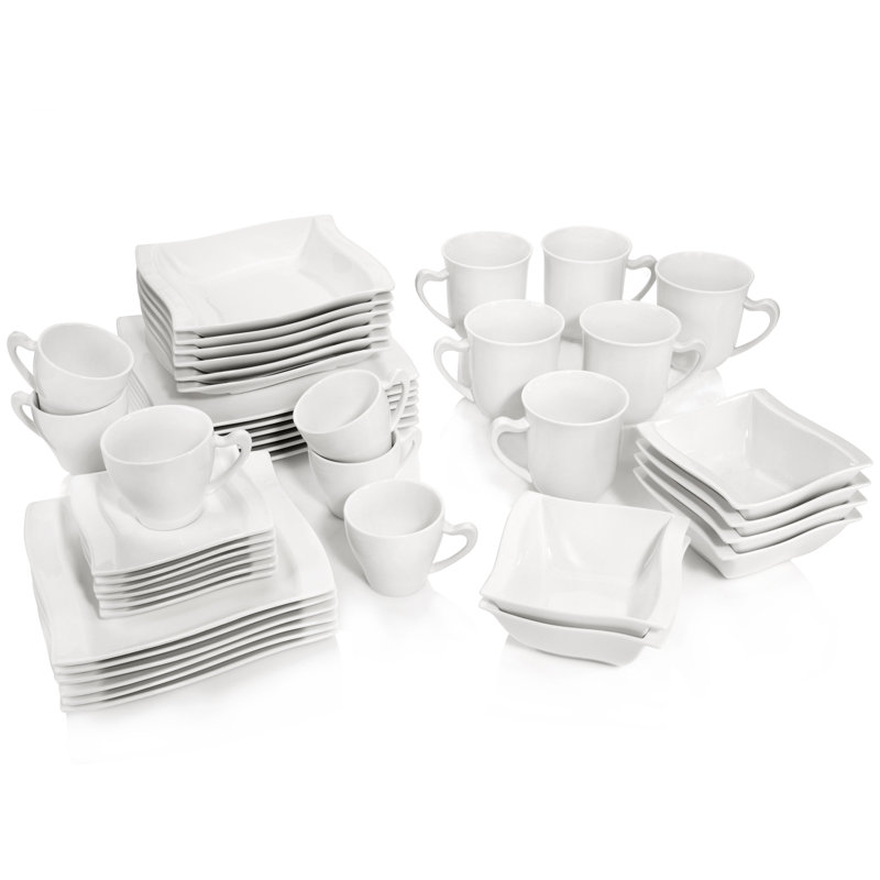 Amileah 42 Piece Bone China Dinnerware Set, Service for 6