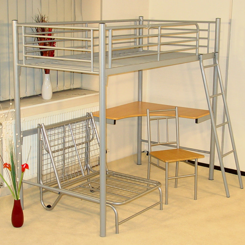 Tommy 90 X 190cm Loft Bed with Desk Included