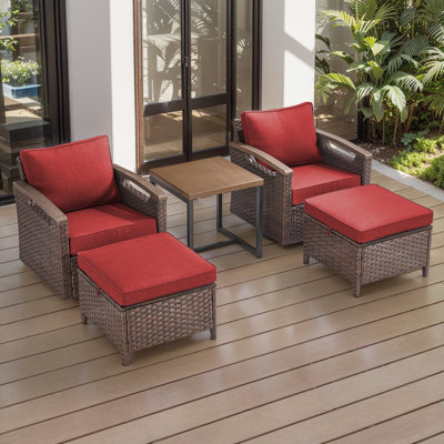 Arundel All-Weather Wicker Lounge Chairs Conversation Set With Ottomans (Set Of Two)