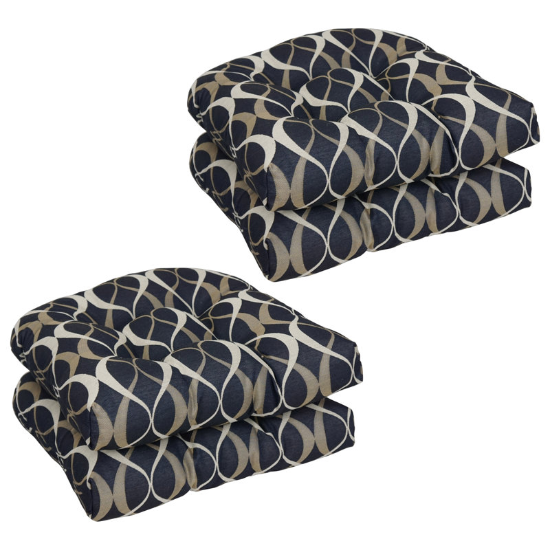 Outdoor 5'' Seat Cushion, Navy/Beige