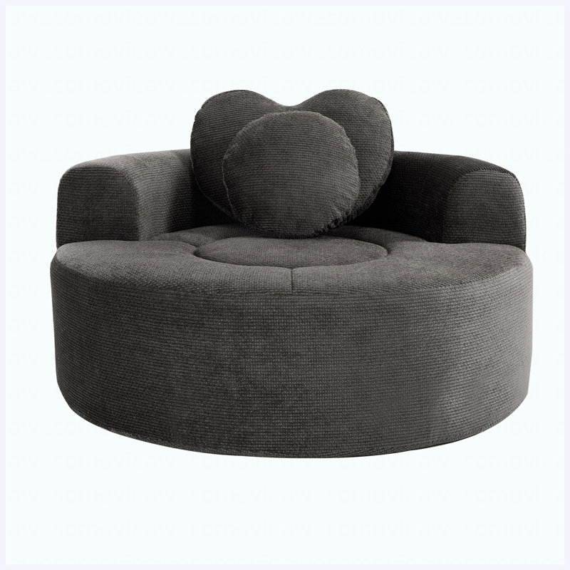 Canapé-lit rond convertible avec canapé modulaire en mousse à mémoire de forme, canapé Cloud avec 3 coussins décoratifs, noir et gris