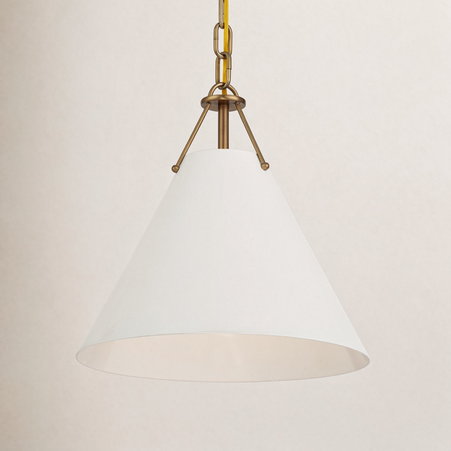 Kinston Dimmable Single Light Pendant, Vibrant Gold, White