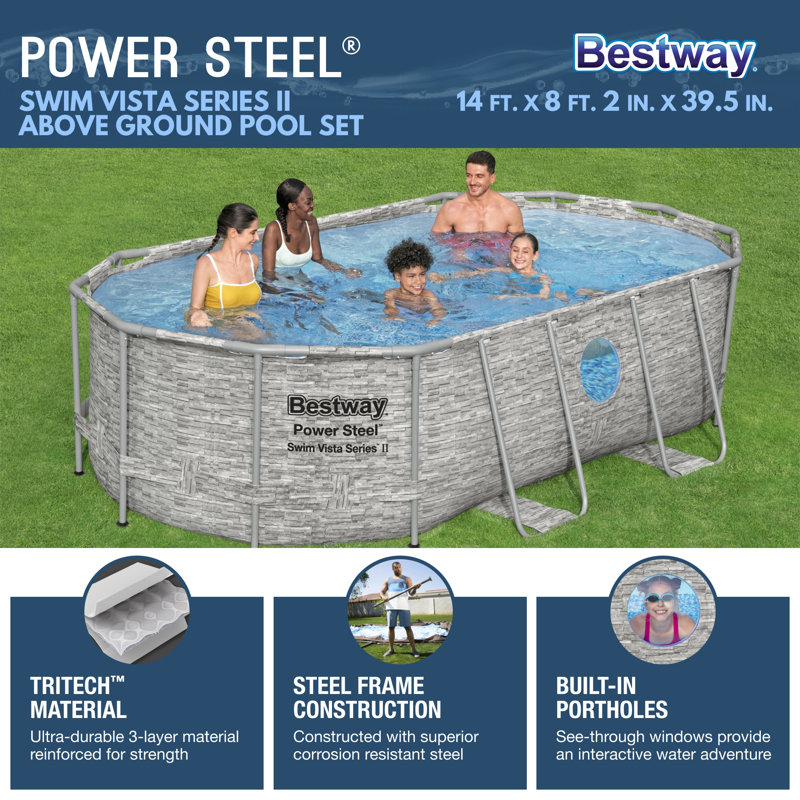 Bestway Power Steel Oval Above Ground Pool Set with Filter and Pump