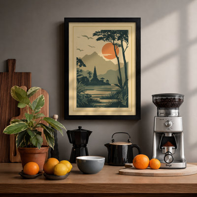 Mountains at Sunrise Japandi - Framed Print