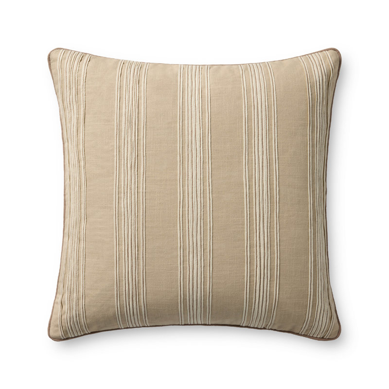 Chris Loves Julia x Loloi Verona Accent Pillow, Down Blend, Beige, Square 22"