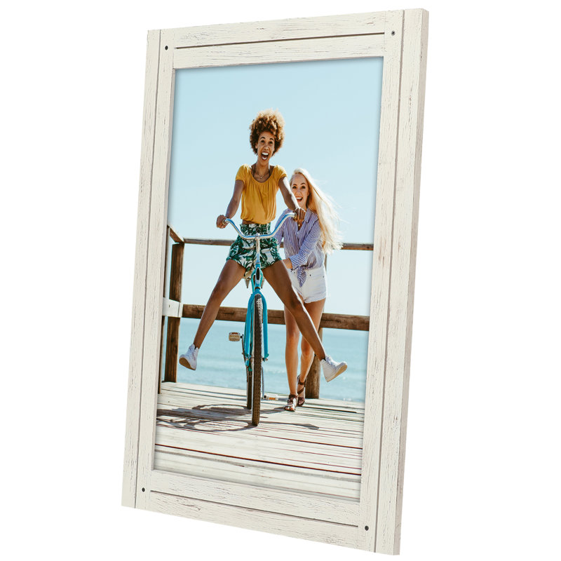 Americanflat Rustic Picture Frame - Polished, Crystal Clear Glass, White, 12" x 18"