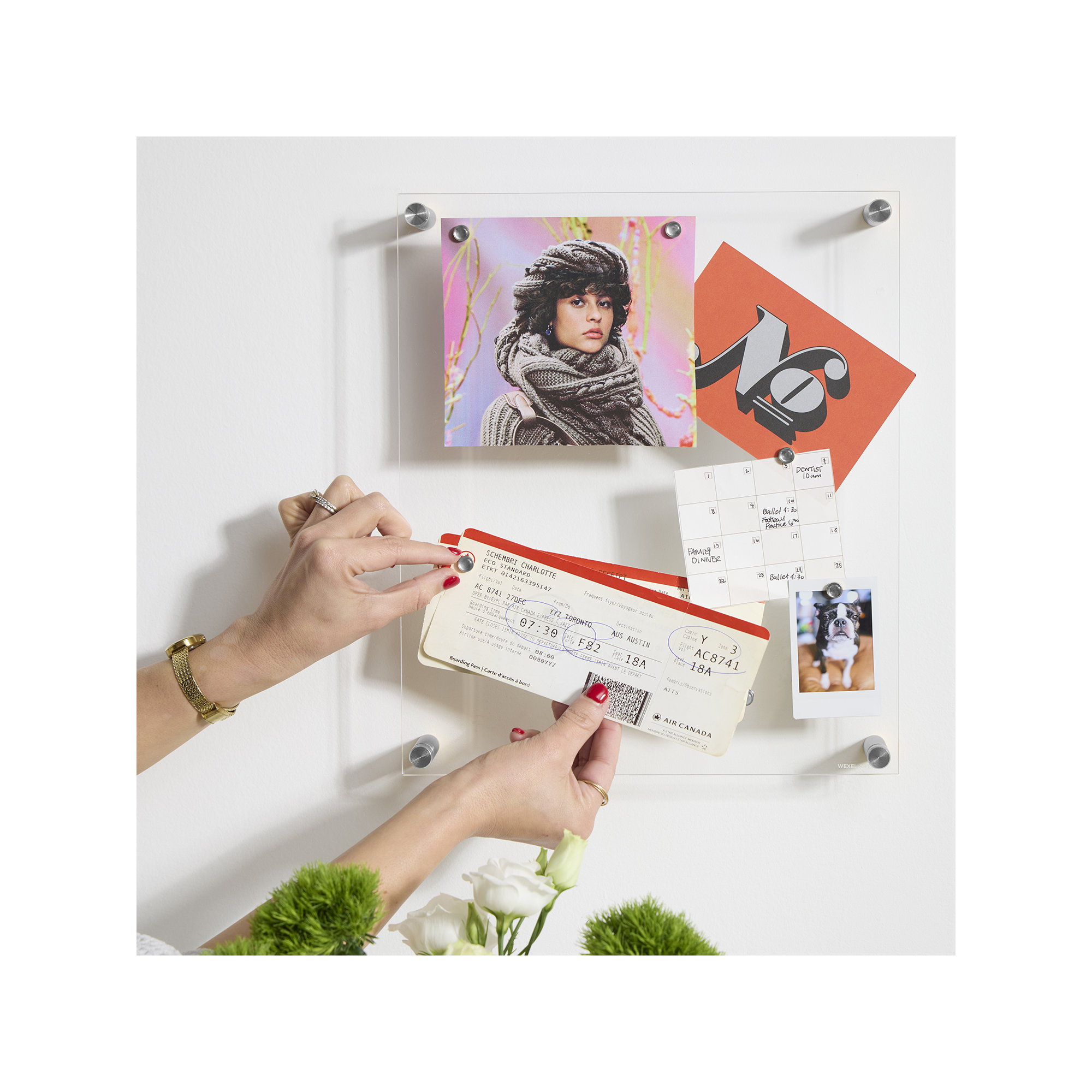 Easy Change Memo Board + Magnets, 12" x1 4", Silver