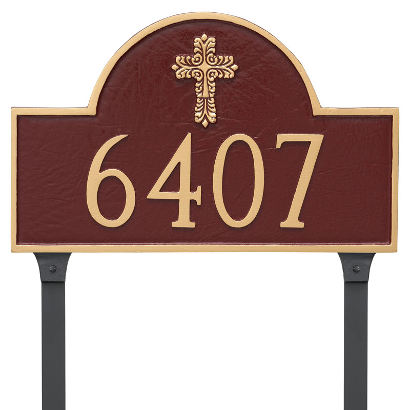 Enseigne d’adresse pour pelouse sur 1 ligne, Fer suédois / argent