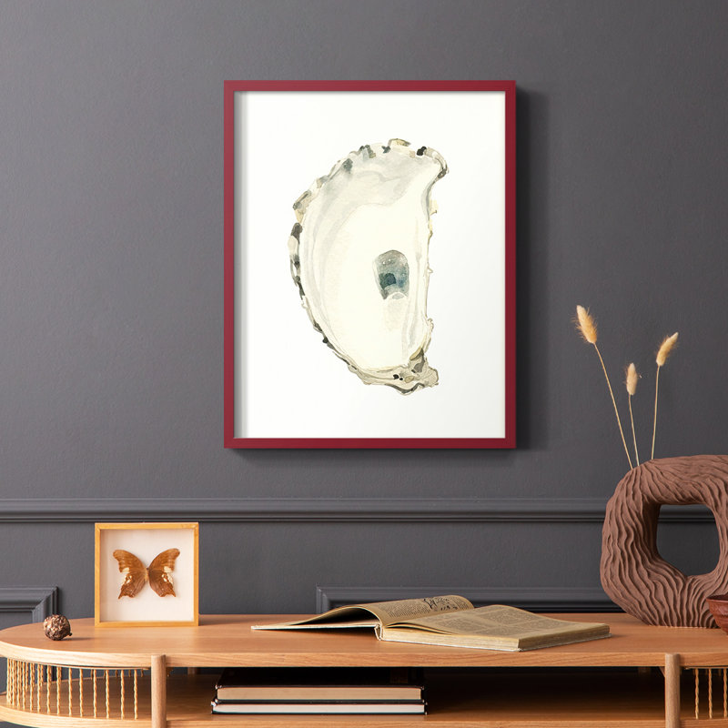 «Neutral Oyster Study II», reproduction encadrée - bois massif, Cadre simple rouge, H 10 po x l 8 po