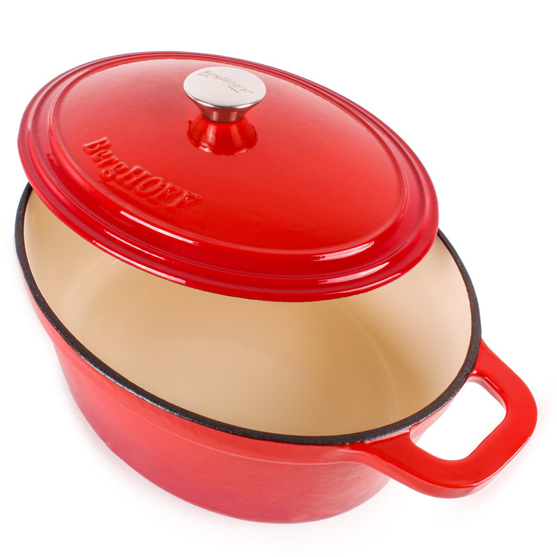 Neo Red Enameled Cast Iron Oval Dutch Oven Set, 5qt & 7qt