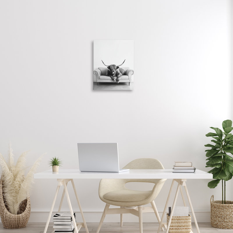 Art mural sur toile Highland Cow, par Petal Prints Design, H 20 po x l 16 po