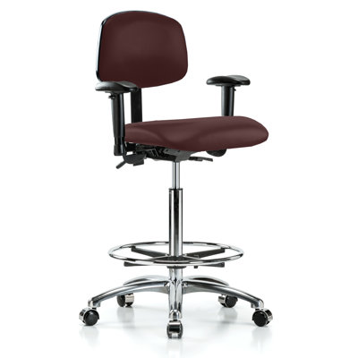 PERCH Chrome Multi-Task Office Chair with Adjustable Armrests and Foot Ring | High Bench Height 24-33.5" by Perch Chairs & Stools