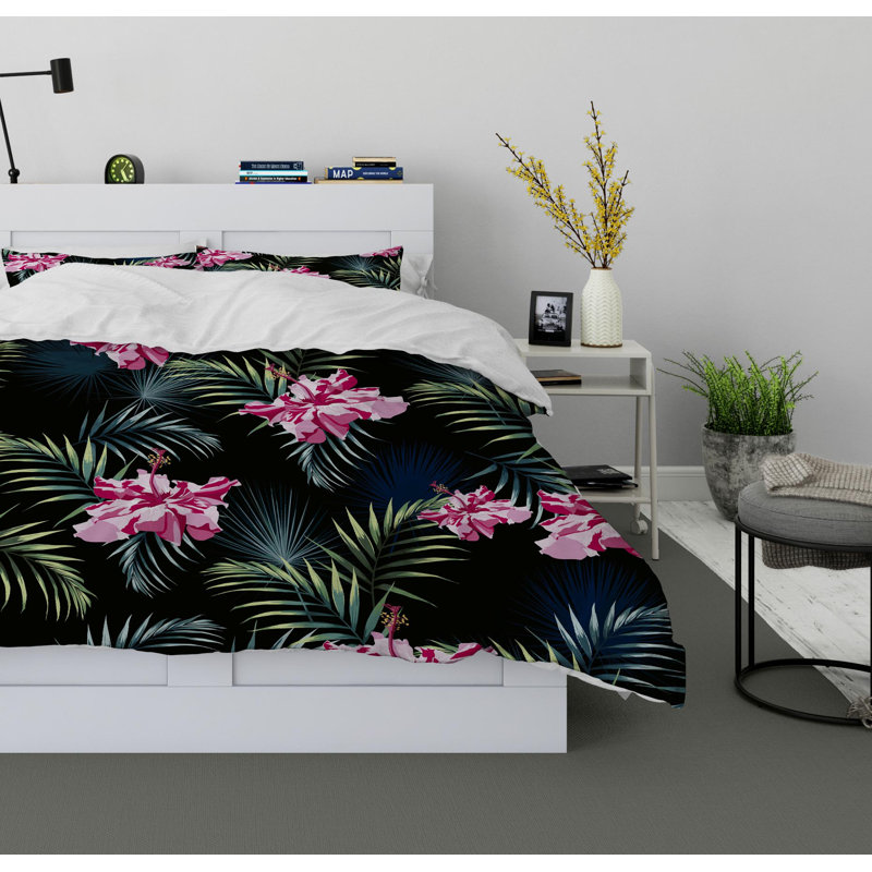 Jungle Foliage Polyester Twill Duvet Cover, King Duvet Cover + 2 Pillow Cases