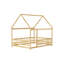 Lit double en bois d'hévéa pleine grandeur avec structure de toit et garde-corps, idéal pour la lecture du sommeil, 77,2 x 60,2 x 72,2, 60,6 lb naturel, créant un refuge confortable et amusant