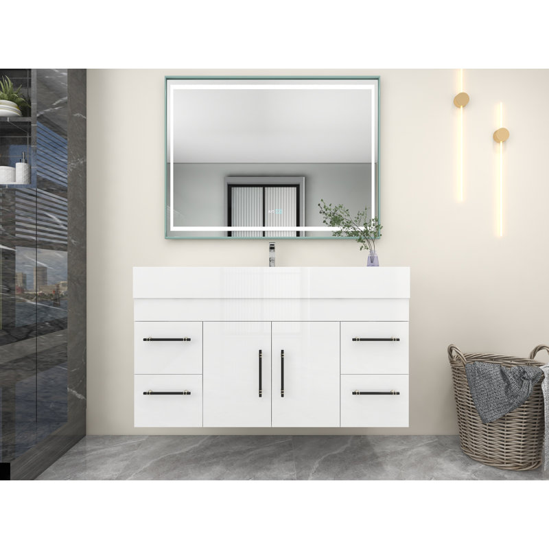 Ensemble de meuble-lavabo simple 48 po, Blanc ultrabrillant
