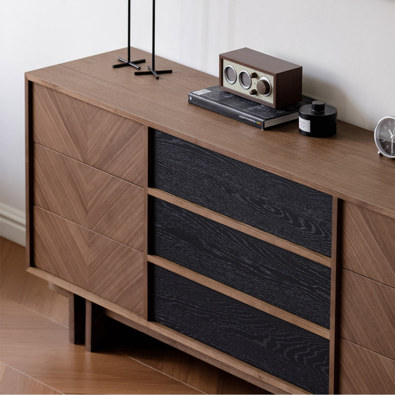 Buffet multi-tiroirs de style rétro, H 30,31 po x l 62,99 po x P 15,75 po