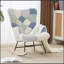 Fauteuil à bascule haut pour chambre d'enfant, recouvert de polaire patchwork Teddy, avec dossier haut, poche de rangement latérale et accoudoirs en bois d'hévéa.-1107100875