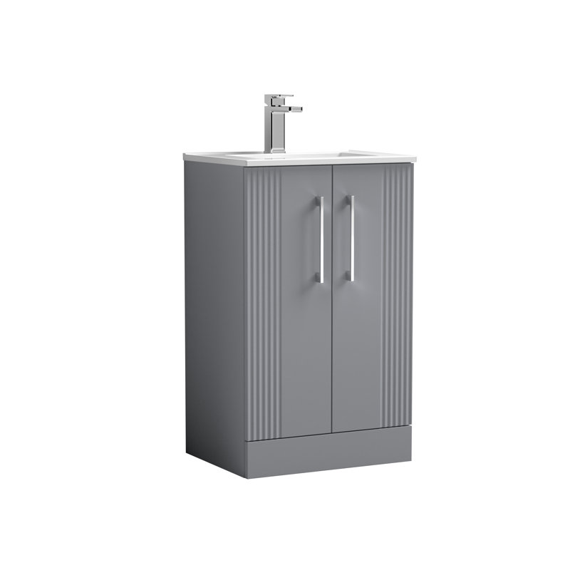 Deco 505mm Single Bathroom Vanity with Integrated Vitreous China Basin, Satin Grey