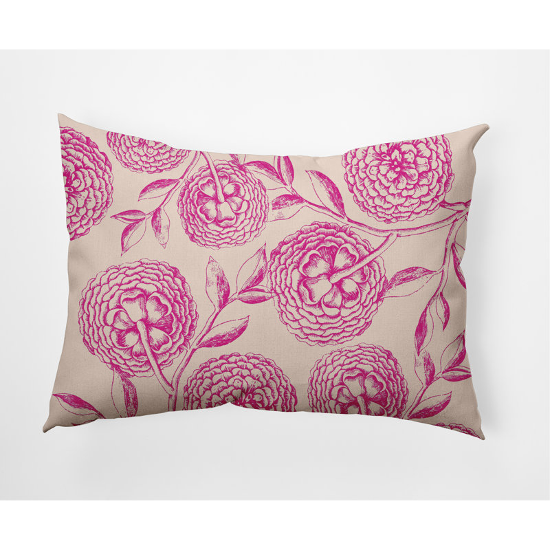 Floral Outdoor Reversible Throw Pillow, Orchid