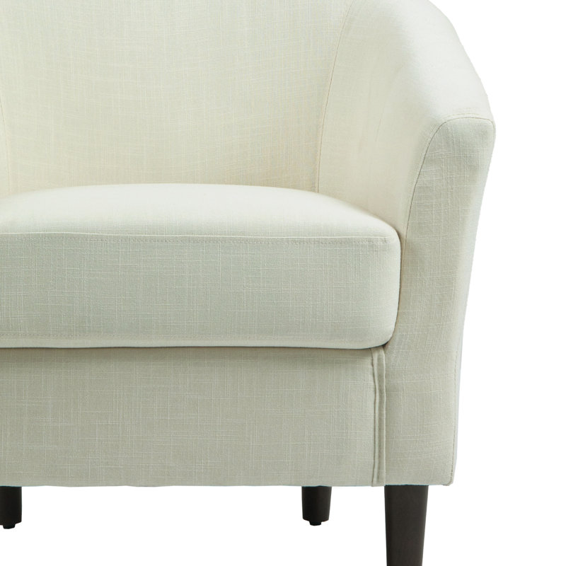 Edvardas 77 Cm Wide Cotton Barrel Chair, Beige Linen