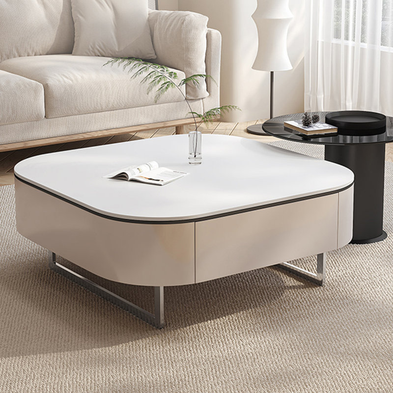 Table basse simple de style crème moderne, H 13,77 po x L 31,49 po x l 31,49 po