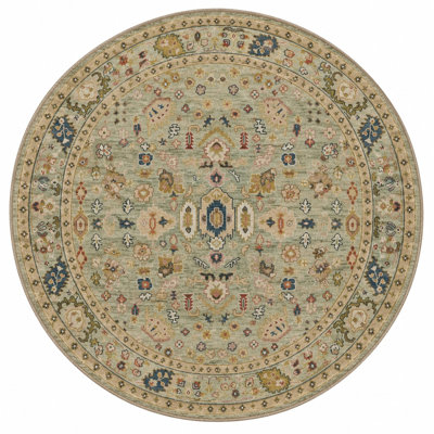Aria Yellow Oriental Washable Indoor/Outdoor Area Rug