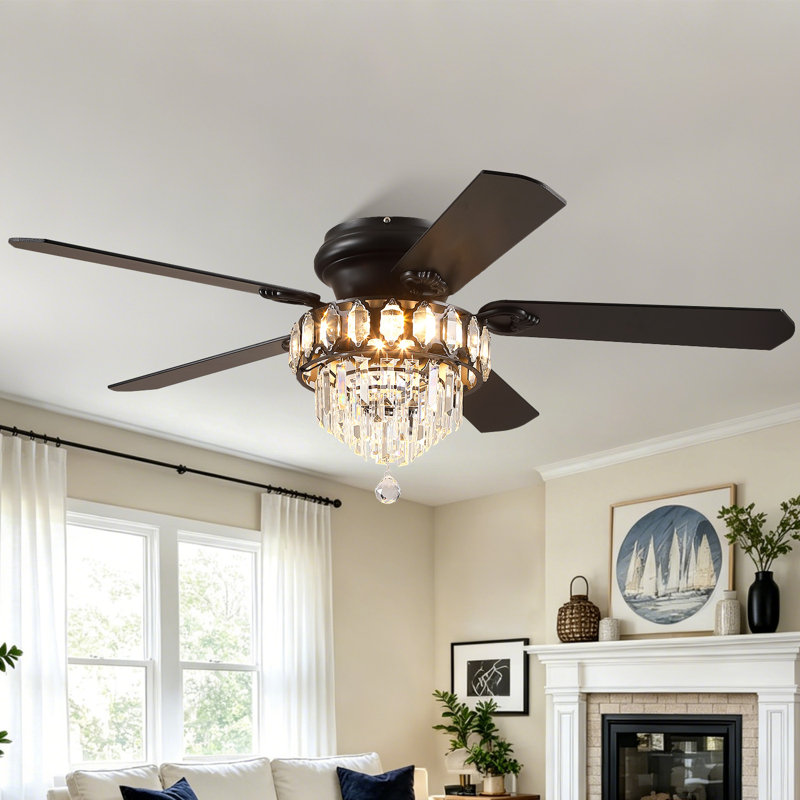 Ventilateur de plafond 52 "en cristal avec lumière DEL intégrée 3CCT à intensité variable et télécommande