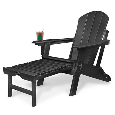 Adjustable Backrest Adirondack Chair HDPE Adirondack Chair with Ottoman by Highland Dunes