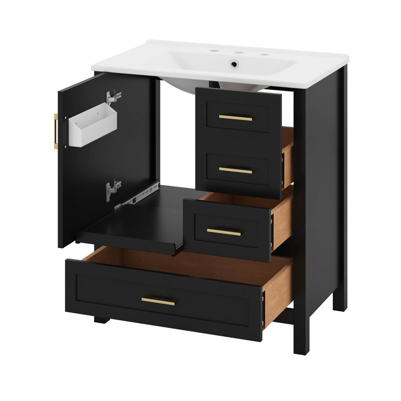 Ensemble de meuble-lavabo 30 po avec lavabo, Noir