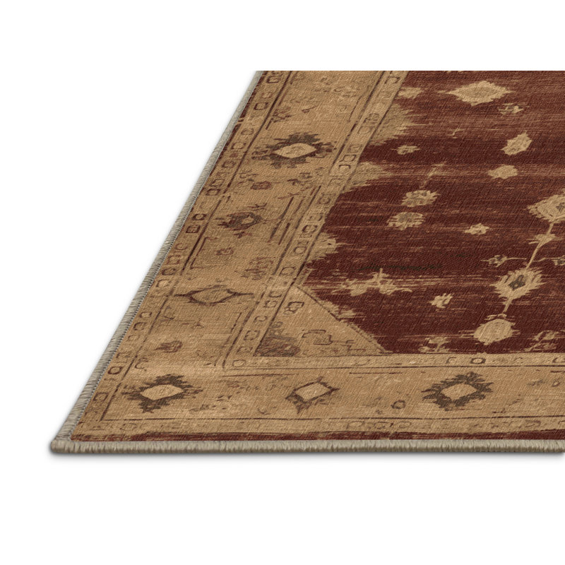 Machine Washable Overdyed Brown Area Rug, Rectangle 5' x 8'