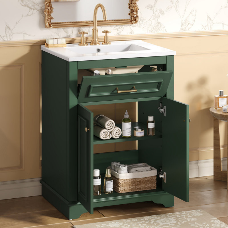 Meuble-lavabo classique 24 po avec comptoir en céramique, Vert