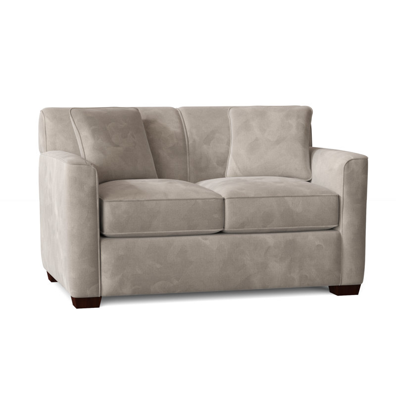 Causeuse à accoudoirs carrés de 60 po avec coussins réversibles Keaton, Velours performance beige tweeter 10, Non