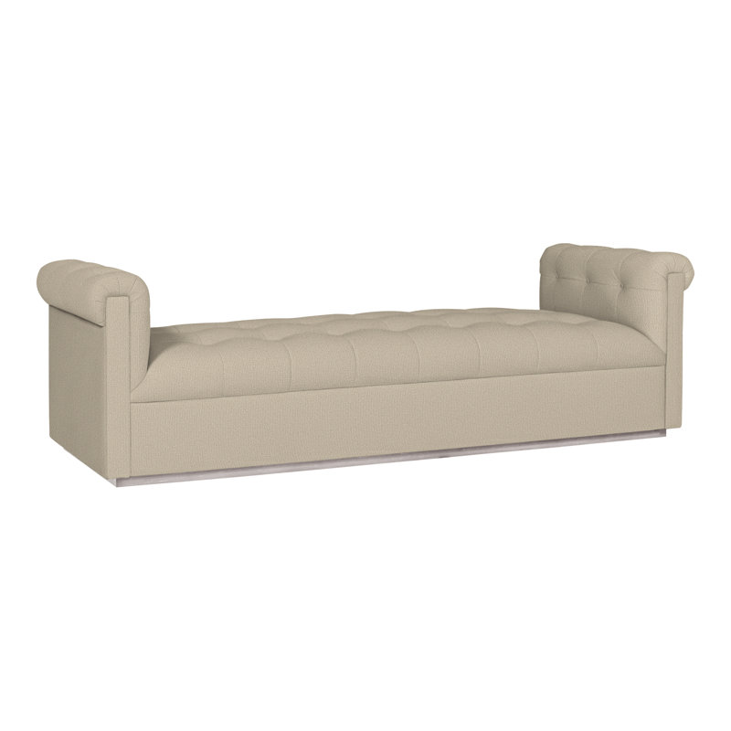 Thom Filicia Home Upholstered Chaise Lounge, Dove Gray, Tuck Linen Polyester Blend