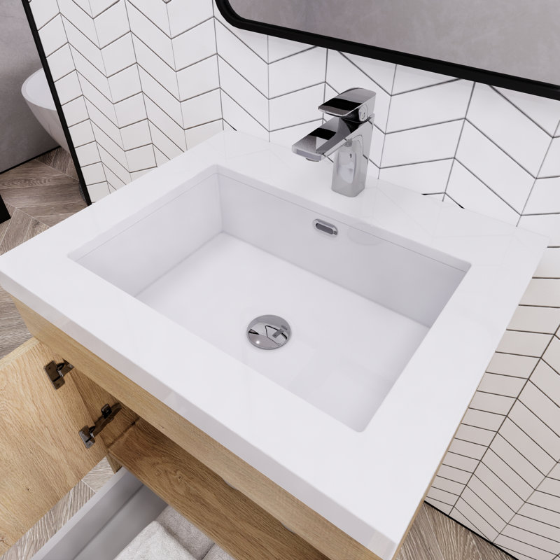 Meuble-lavabo simple Spring, Chêne et teck