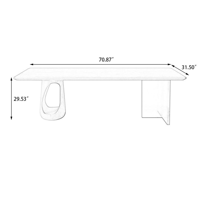 Brown Rectangular Solid Wood desk, 29.6" H x 70.9" W x 31.5" D