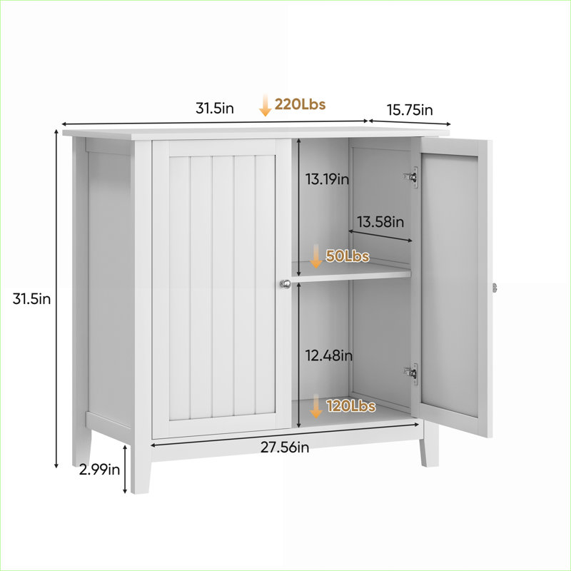 Armoires, buffet de rangement à double porte blanc cassé - Autoportant moderne avec portes à fermeture douce pour le salon Cuisine Salle de bain | Panneau de fibres à densité moyenne | Salon