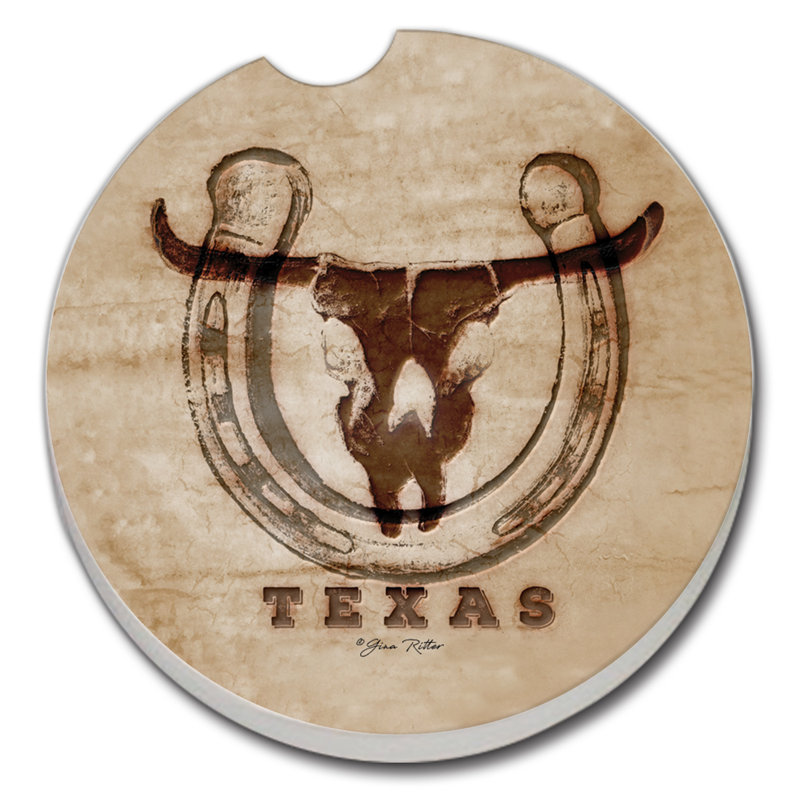 Ensemble de sous-verres en bois absorbant East Urban Home Western Skull
