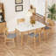 Ensemble de table de salle à manger 5 pièces avec une table à structure en bois massif et 4 chaises rembourrées en bois massif pour la salle à manger-835805770