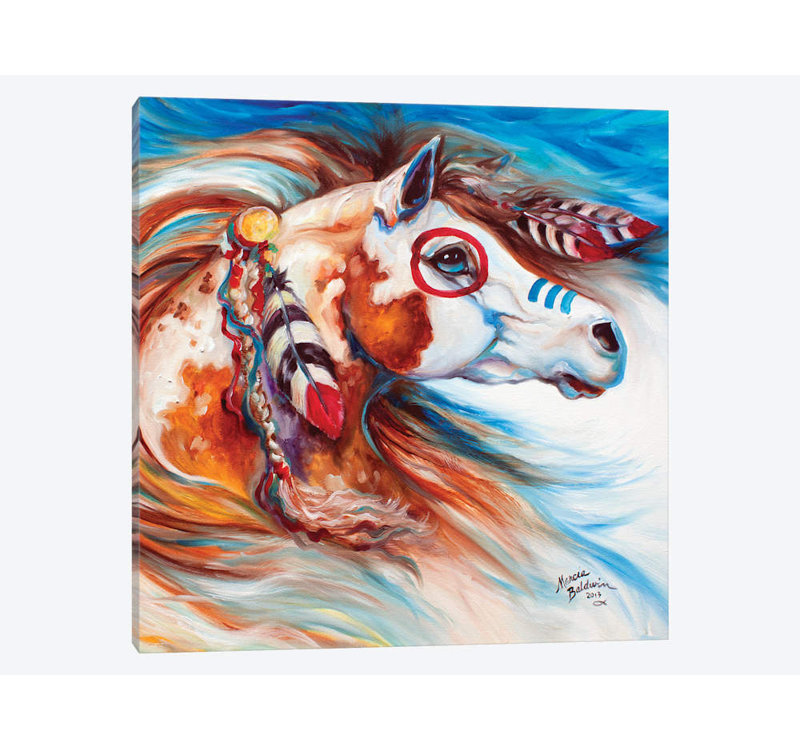 « wind of thunder indien guerre cheval », reproduction sur toile, H 12 po x l 12 po x P 1,5 po, Toile tendue, Pas de tapis