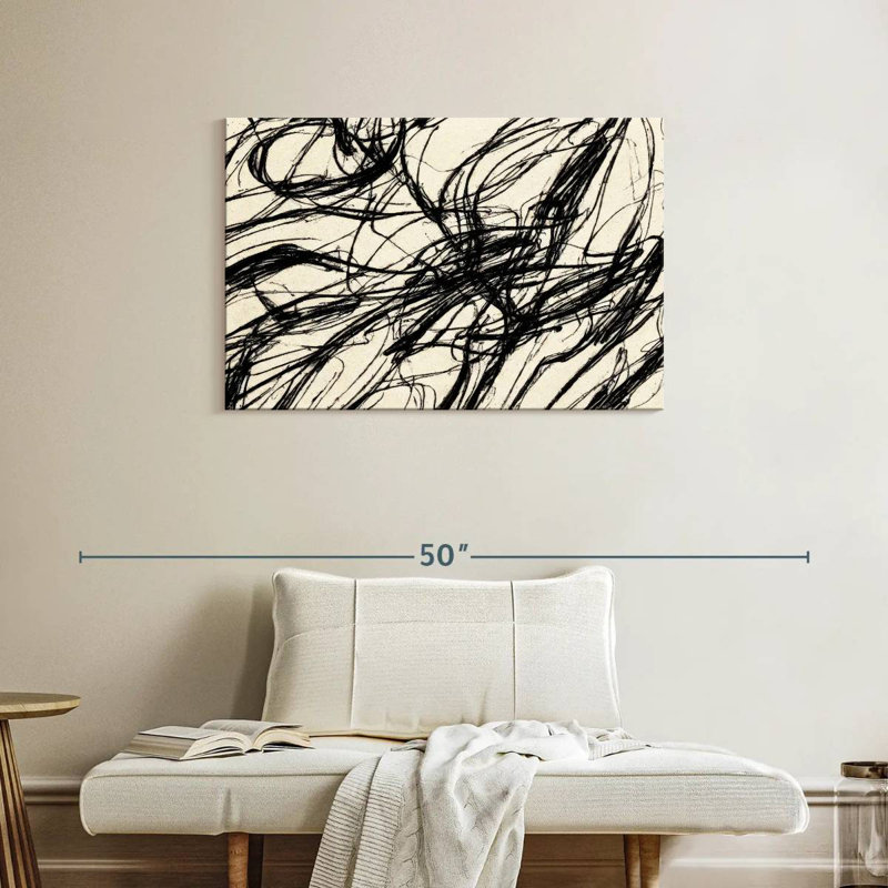 Avery Abstract Black Threads, 24" H x 36" W