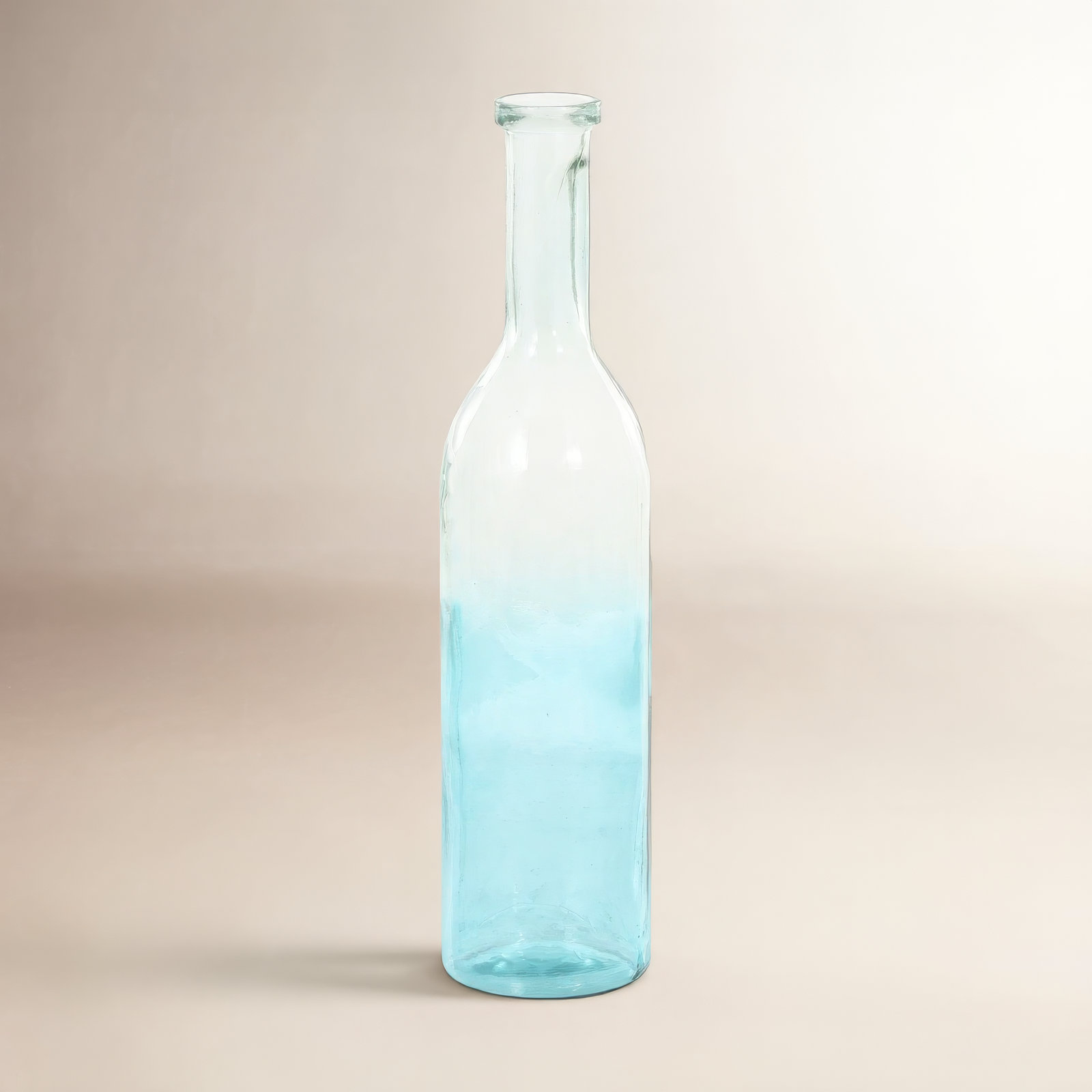 Handmade Floor Vase, 29.2" H x 7.1" W x 7.15" D, Clear/Teal