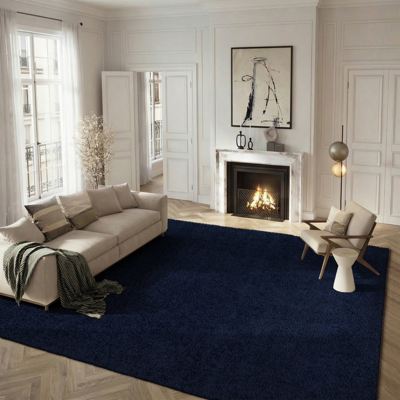 Tapis bleu marine Oceanne, Carré 6 pi 7 po